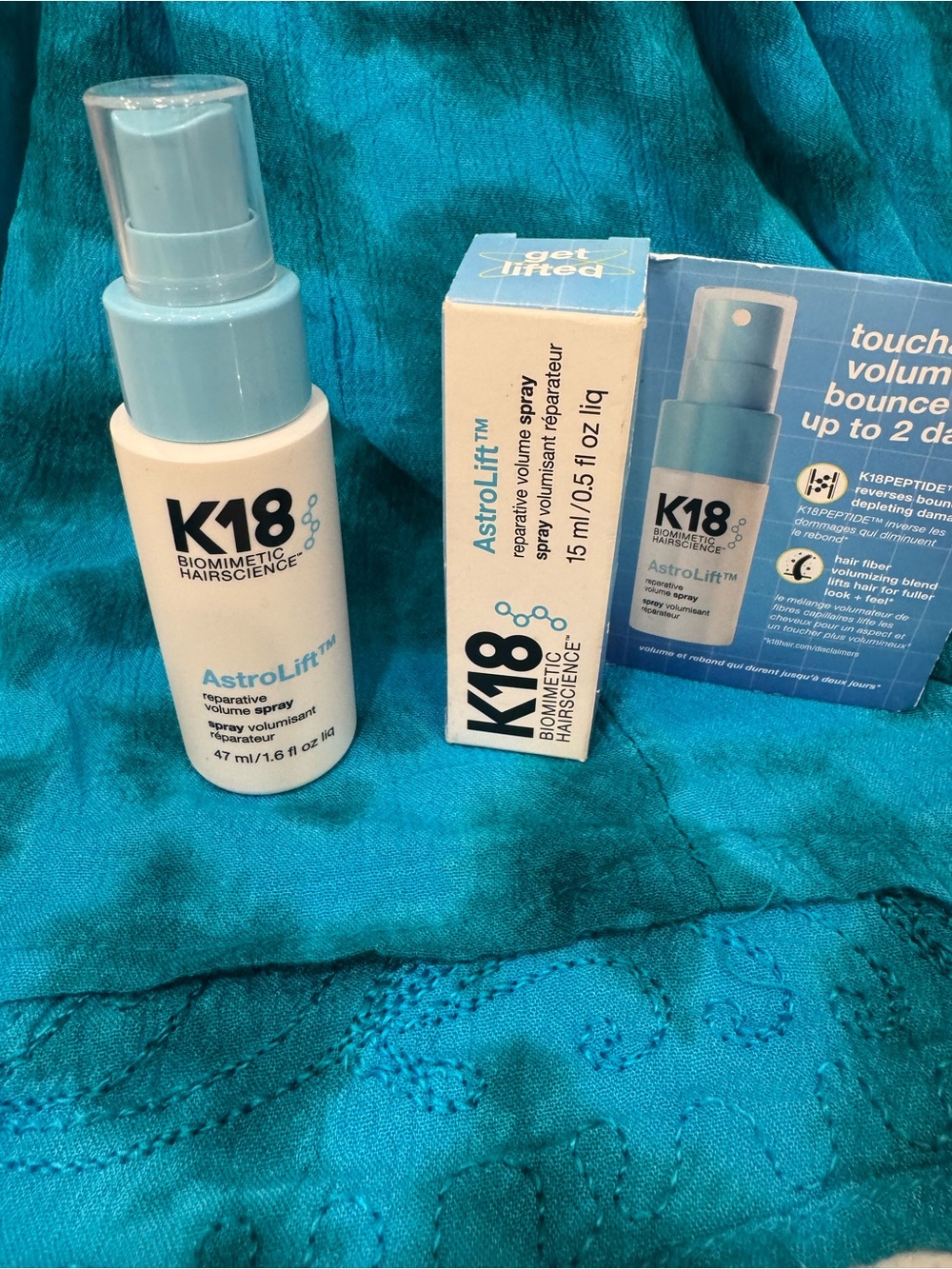 K18 AstroLift Reparative Volume Spray 1.6 oz with travel mini